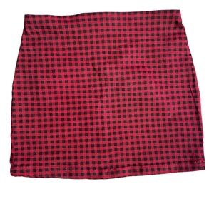 Forever 21 plaid mini fitted skirt red black plaid Medium